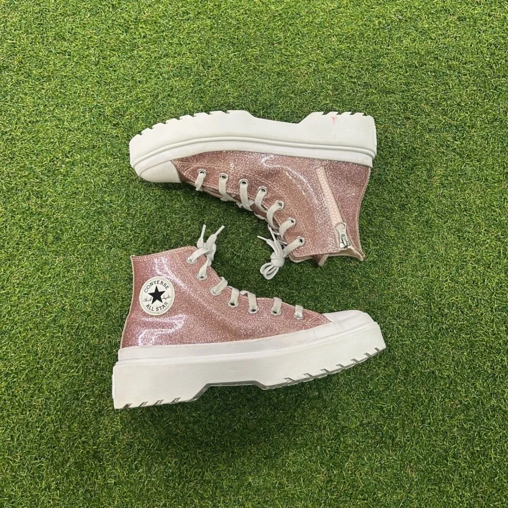 Converse Chuck Taylor All Star Lugged 2.0 Pink Glitter High Top Womens 5.5 - Picture 1 of 6